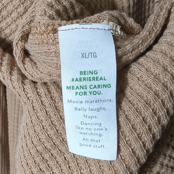 Aerie LumberJane Waffle Shirt Cappuccino Tan Button Up Oversized Relaxed XL - Picture 11 of 16